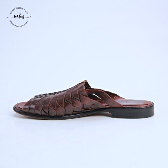 Cole Hann Woven Leather Slip On Sandals Brown‎ Men 13 main image 4